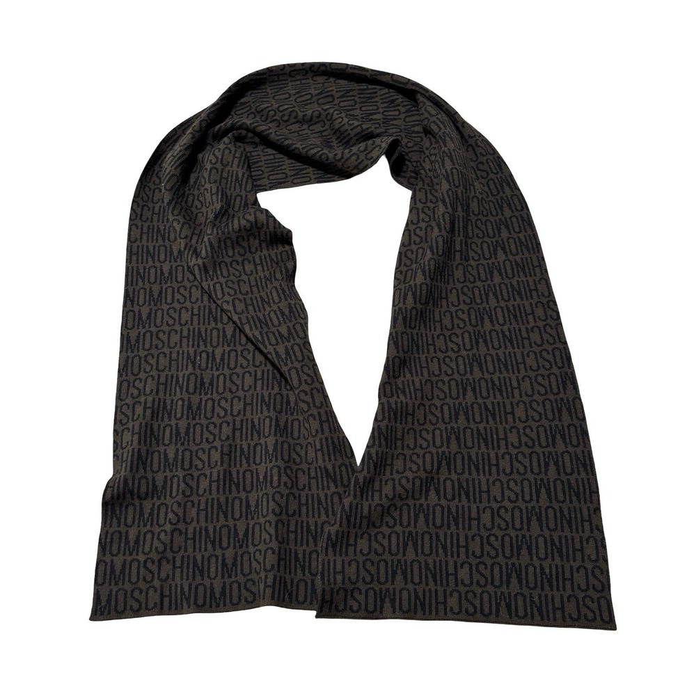 Moschino Scarf Made In Italy Wool Blend Black Brown Measures 70 x 11.5